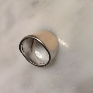 Silpada Sterling Silver Hammered 9kt Inset Band Ring R1628 Size 8.5